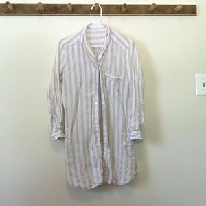 Striped linen sleep shirt
